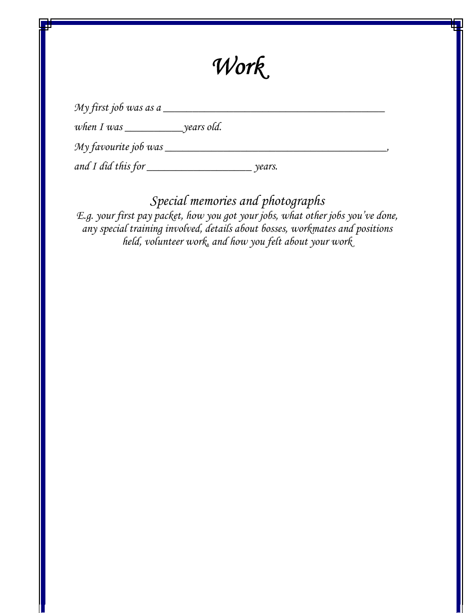 Personal Life History Booklet Template, Page 17