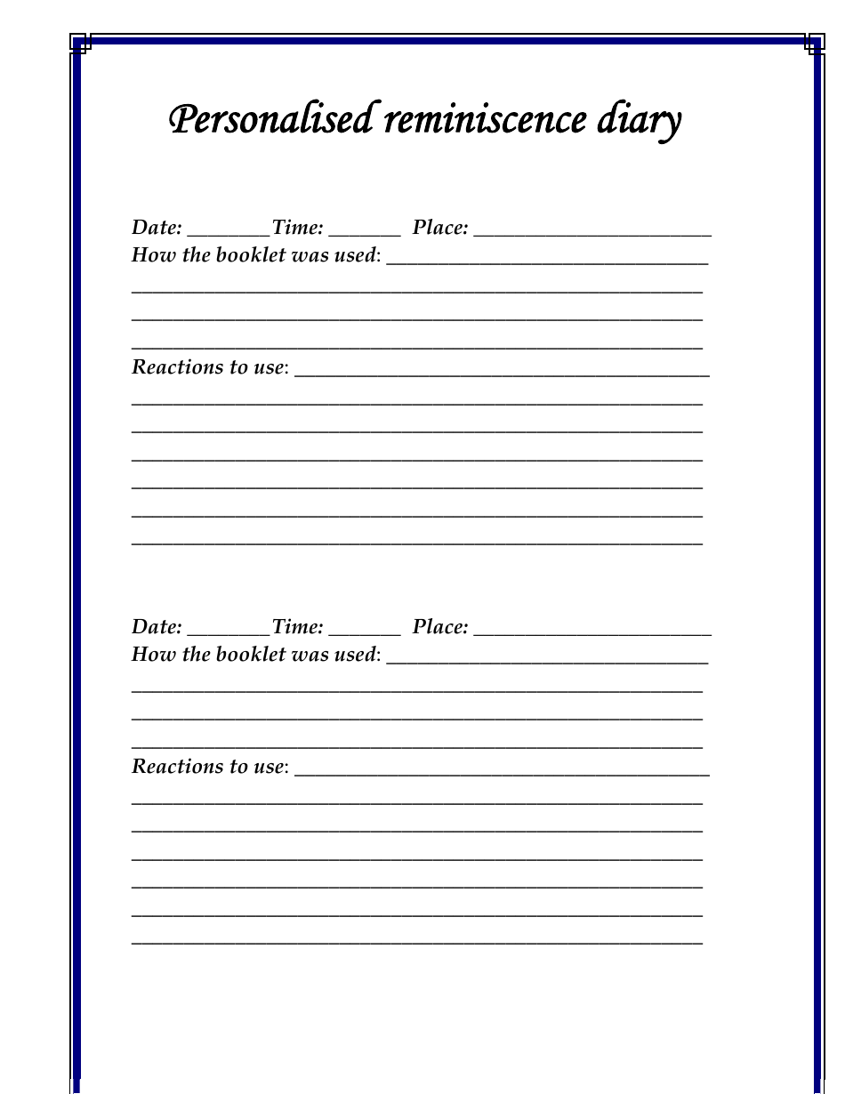 Personal Life History Booklet Template, Page 31