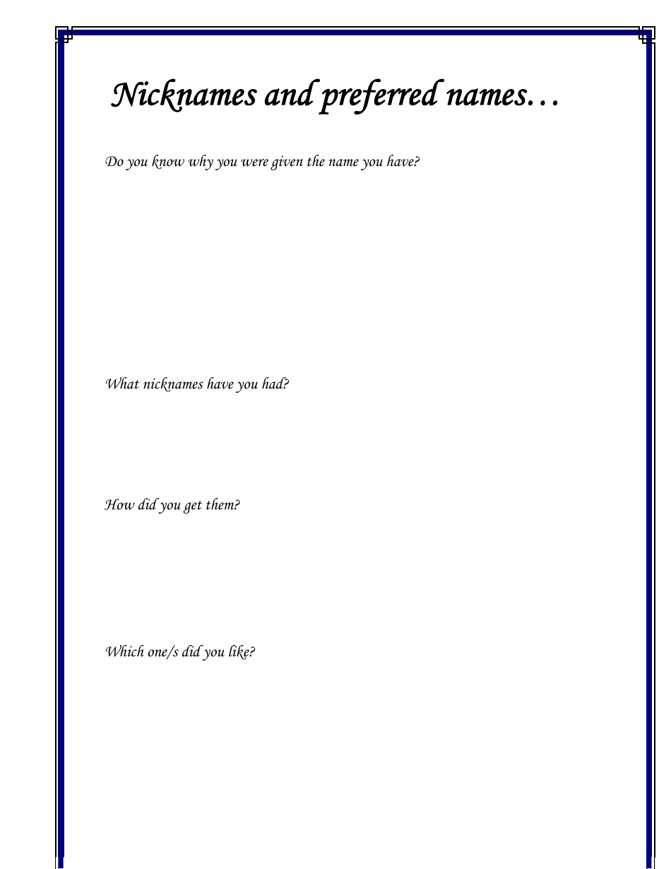 Personal Life History Booklet Template, Page 4