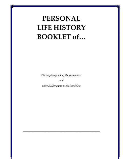 Personal Life History Booklet Template