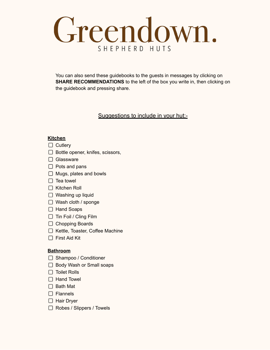 Airbnb Setting up Checklist, Page 3