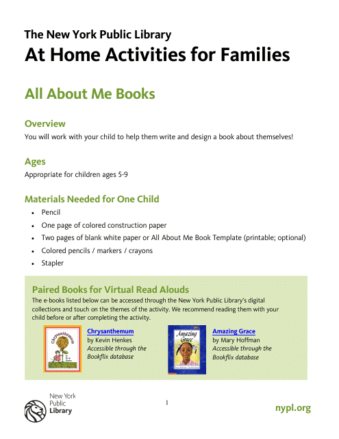 At Home Families Activity Sheet Templates - Preview Image