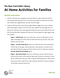 At Home Families Activity Sheet Templates, Page 2