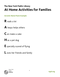 At Home Families Activity Sheet Templates, Page 4