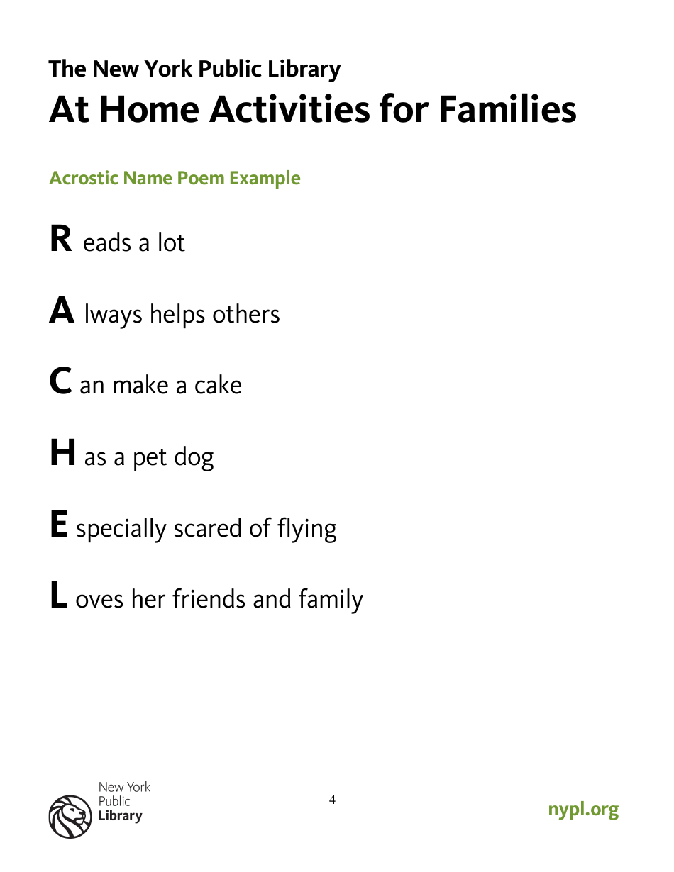 At Home Families Activity Sheet Templates, Page 4