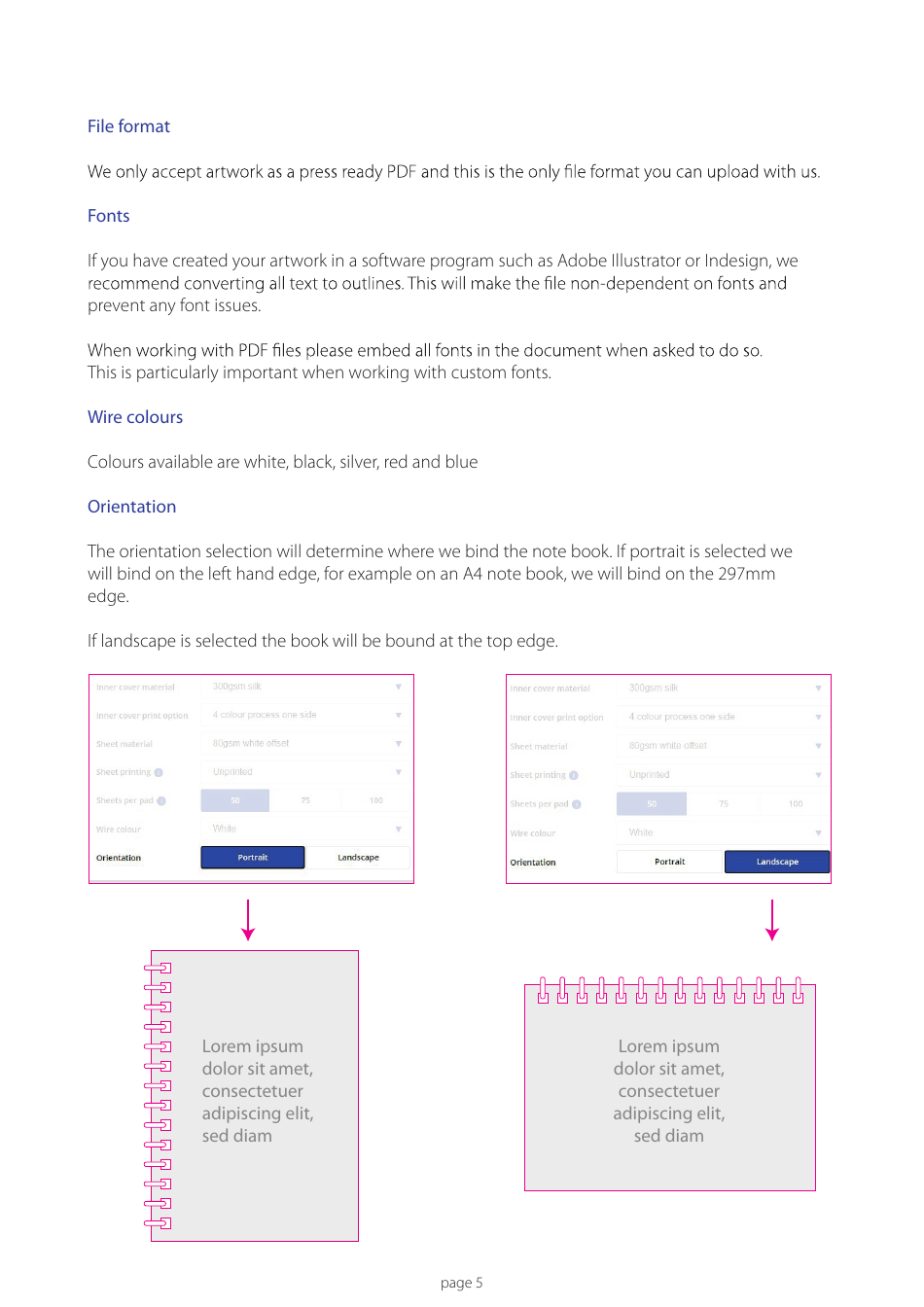 Wiro Bound Note Book Print Templates, Page 5