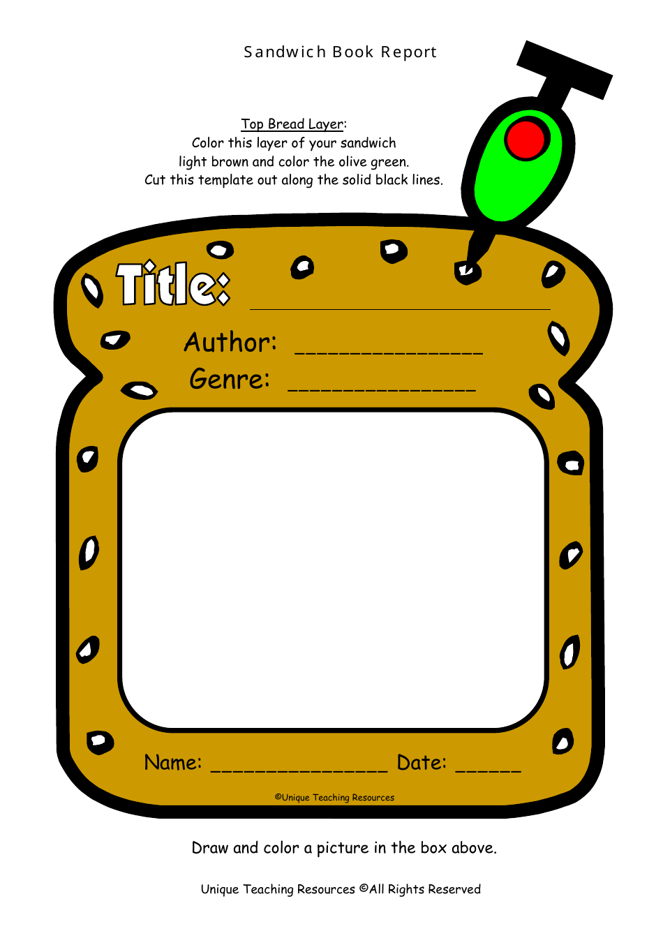 Sandwich Book Report Template Unique Teaching Resources Fill Out Sandwich Book Report Template Unique Teaching Resources Fill Out