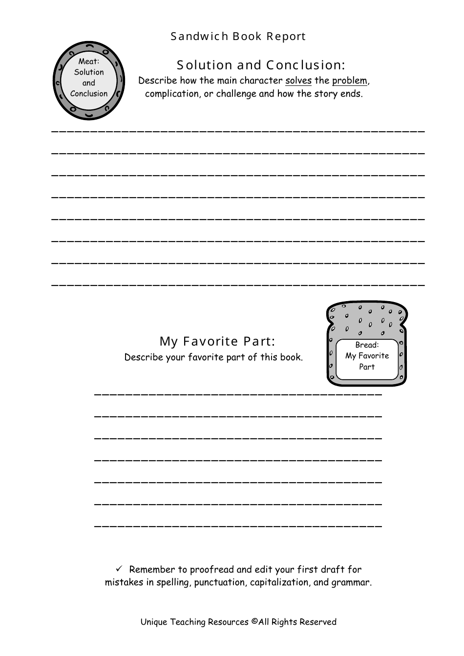 Sandwich Book Report Template - Unique Teaching Resources, Page 4