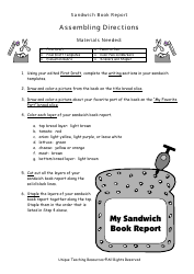 Document preview: Sandwich Book Report Template - Unique Teaching Resources