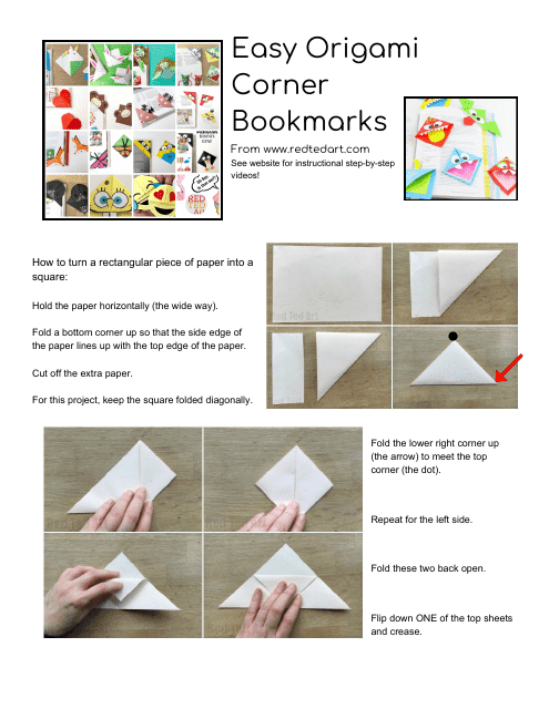 Easy Origami Corner Bookmark Guide
