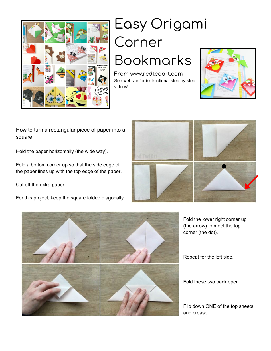 Easy Origami Corner Bookmark Guide Preview Image