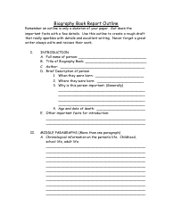 Document preview: Biography Book Report Outline Template