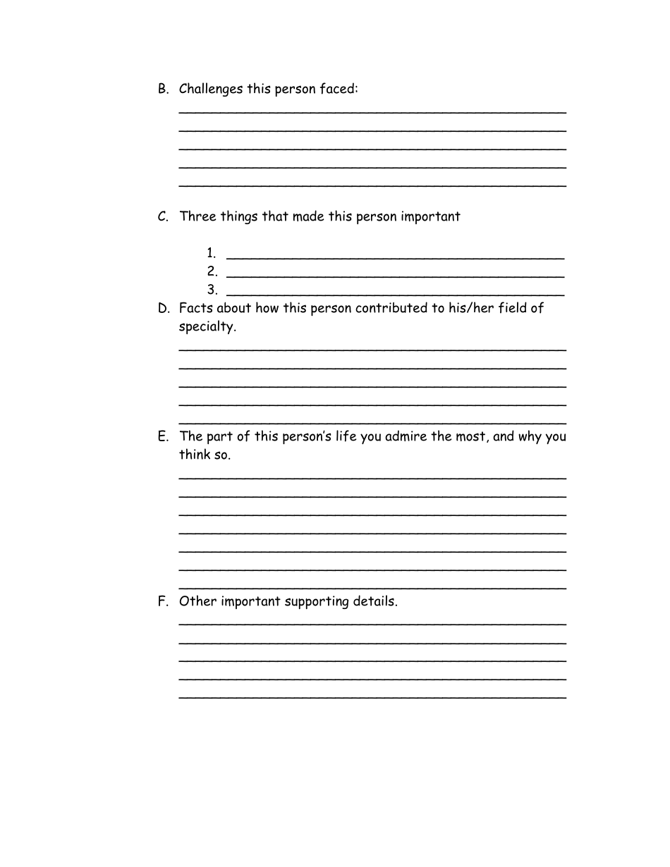 Biography Book Report Outline Template, Page 2
