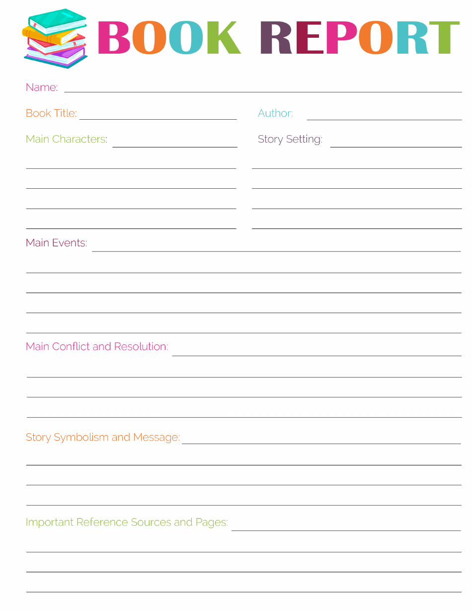 One-Page Book Report Template, Page 1