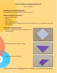 Document preview: Origami Paper Corner Bookmark - City of San Diego, California