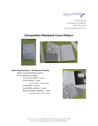 Document preview: Composition Notebook Cover Sewing Pattern