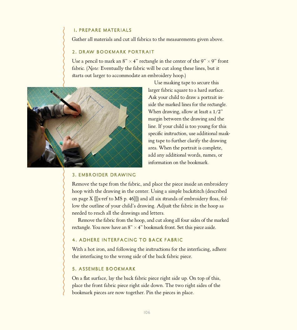 Portrait Bookmark Embroidery Pattern, Page 3