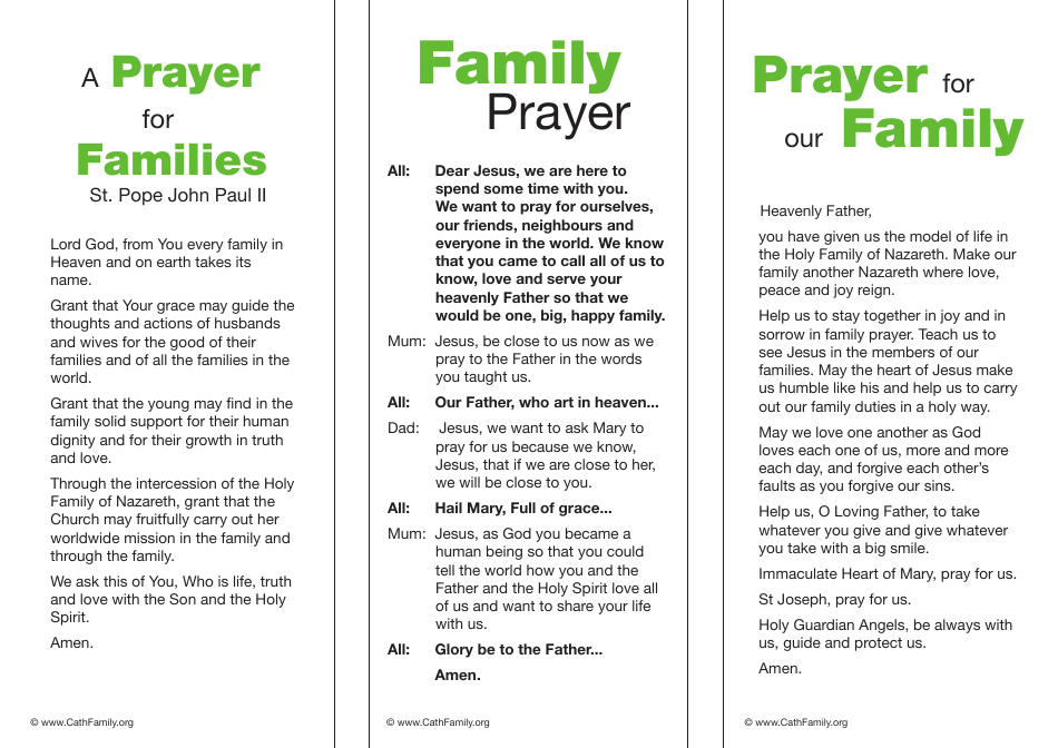 Family Prayer Bookmark Templates - Pmrc Australia, Page 3