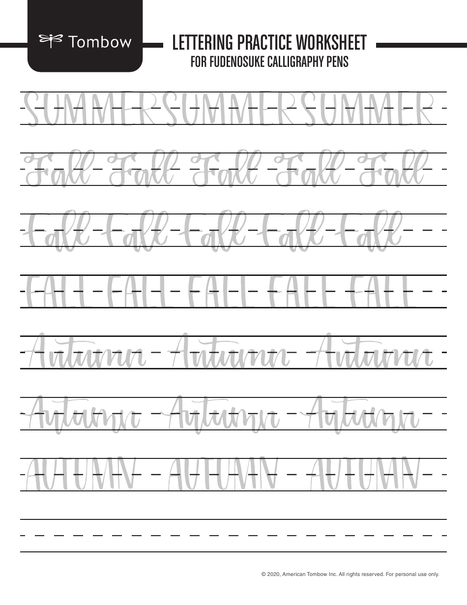 Calligraphy Lettering Practice Worksheet American Tombow Download Calligraphy Lettering Practice Worksheet American Tombow Download