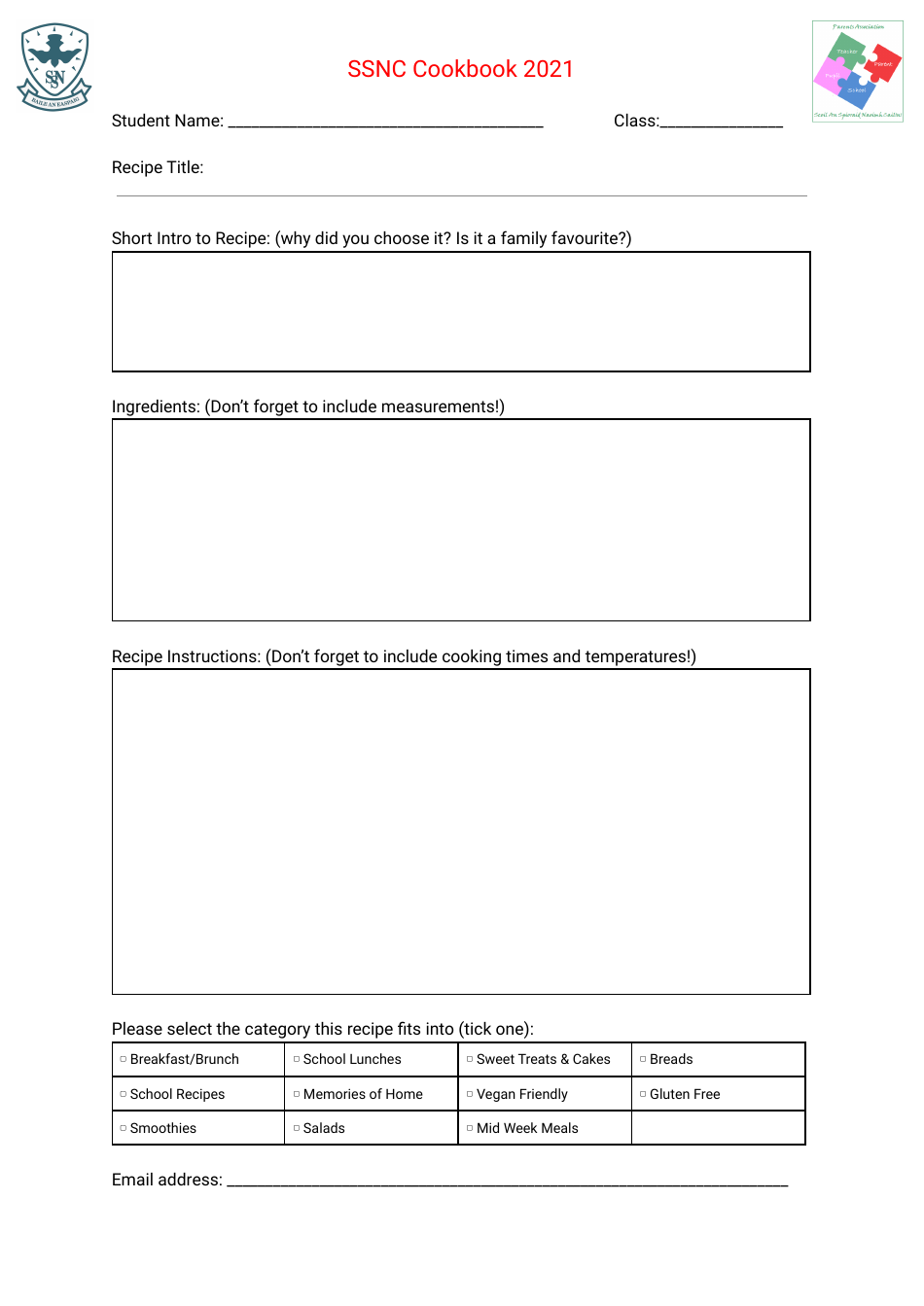 Cookbook Entry Page Template Download Printable PDF | Templateroller