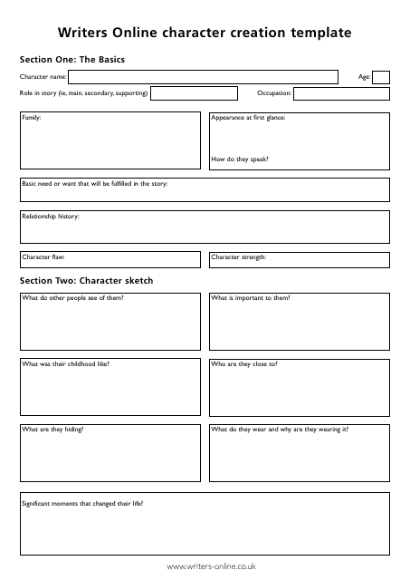 Character Creation Template - Preview of Document