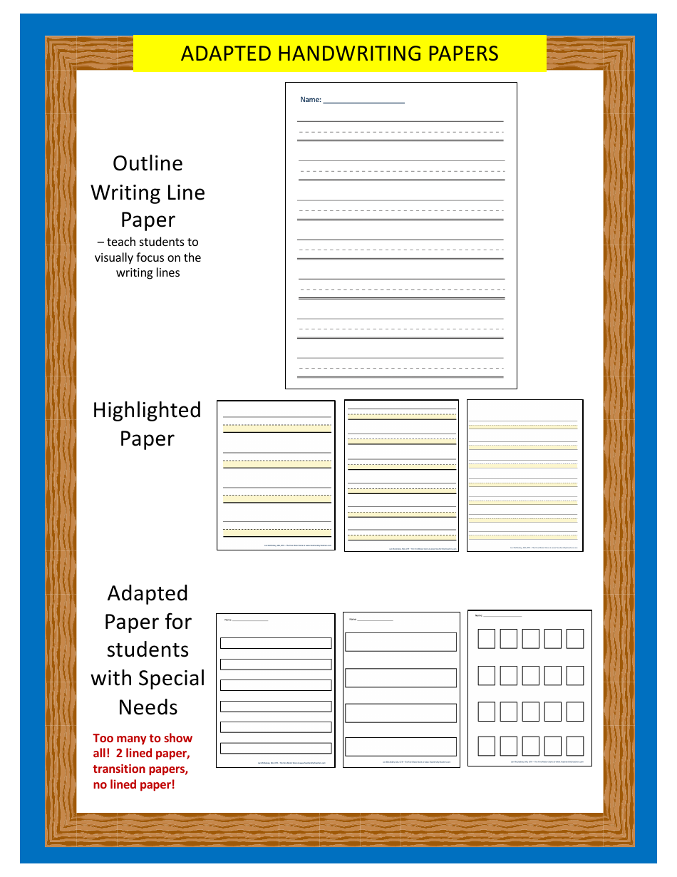 Handwriting Paper Templates for Pre k 1st Grade Download Printable