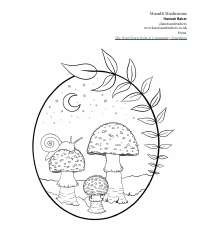 Document preview: Moonlit Mushrooms Coloring Sheet