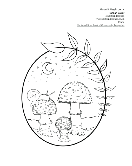 Moonlit Mushrooms Coloring Sheet