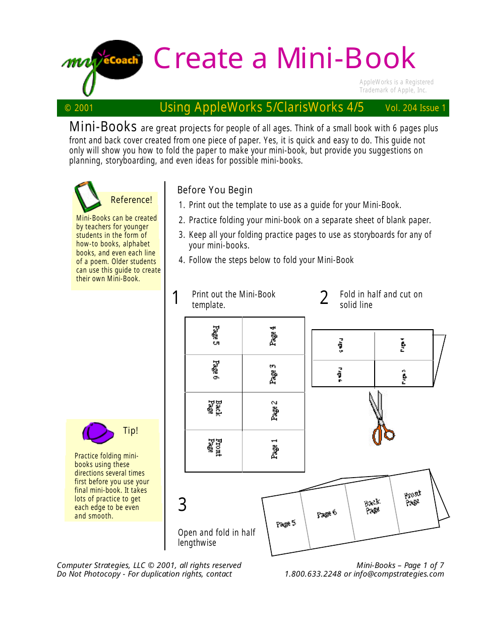 MiniBook Print Template Computer Strategies Download Printable PDF