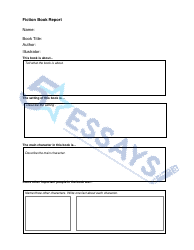 Document preview: Fiction Book Report Template - 5 Essays