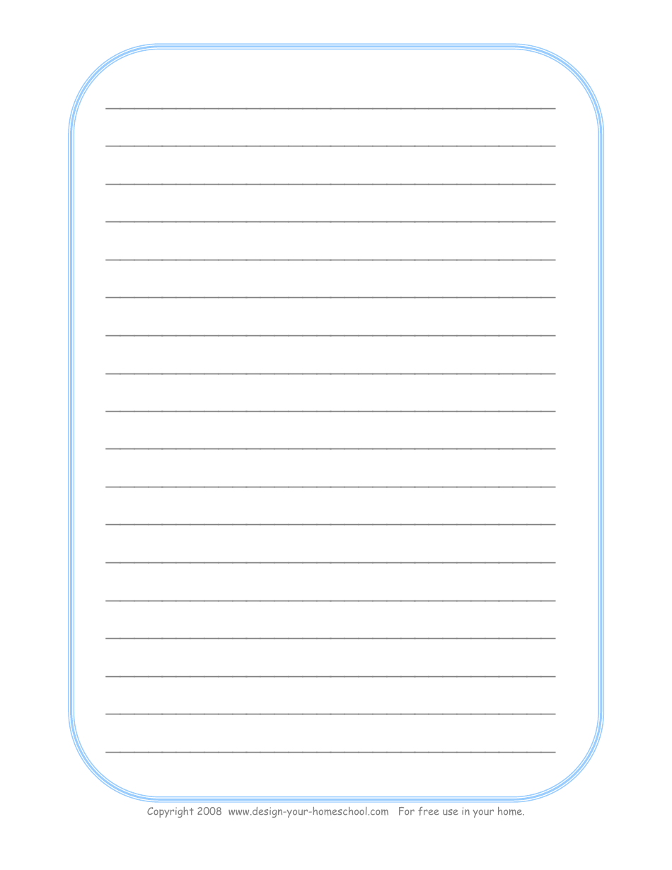 Lined Paper Template: Blue Border - Design-Your-Homeschool, Page 2