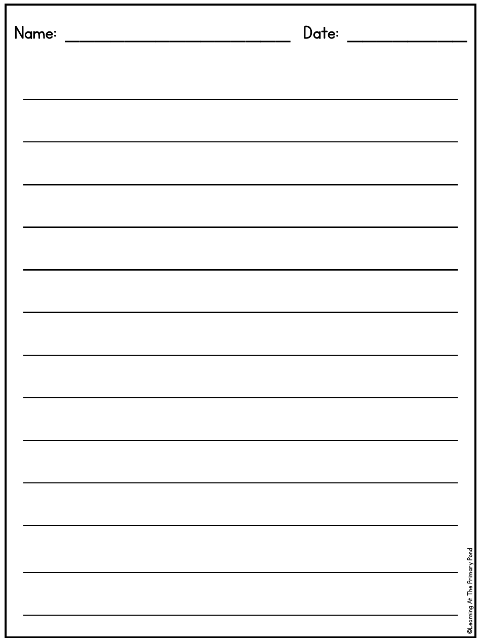 Primary Lined Writing Paper for K-2 Download Printable PDF | Templateroller