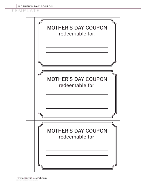 Mother's Day Coupon Templates - Martha Stewart Living Omnimedia Download Pdf