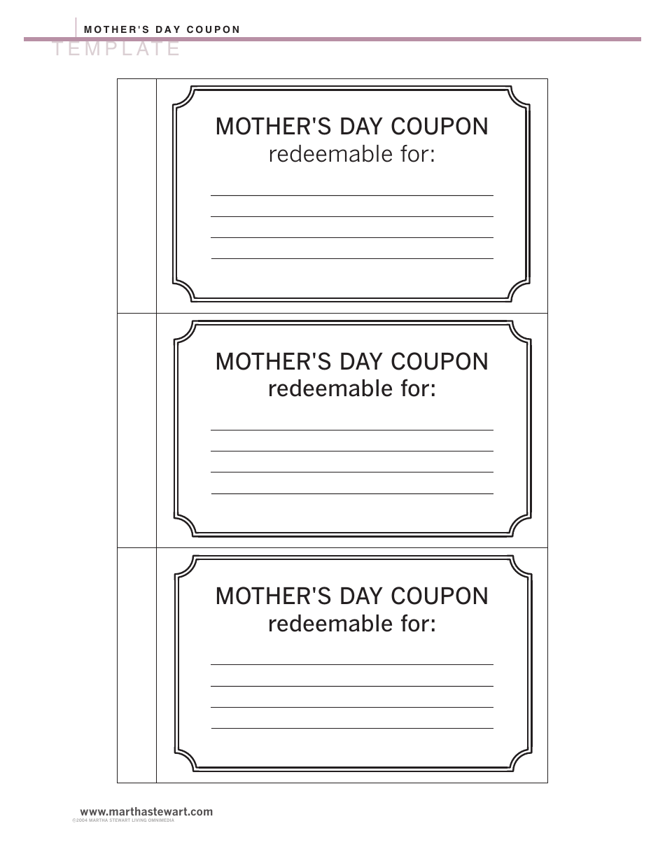 Mother's Day Coupon Templates - Martha Stewart Living Omnimedia 