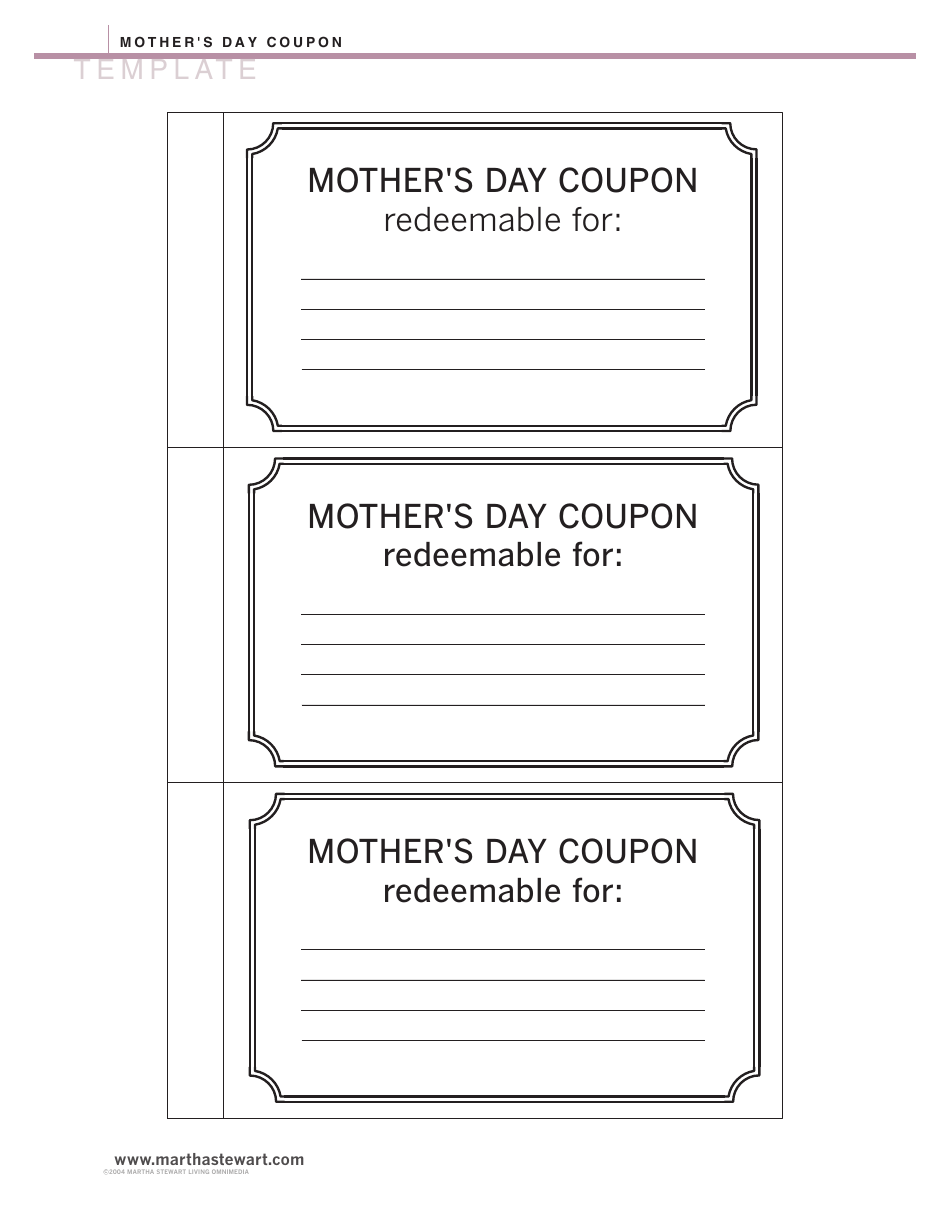 Mothers Day Coupon Templates - Martha Stewart Living Omnimedia, Page 1