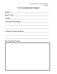 Document preview: First Grade Book Report Template
