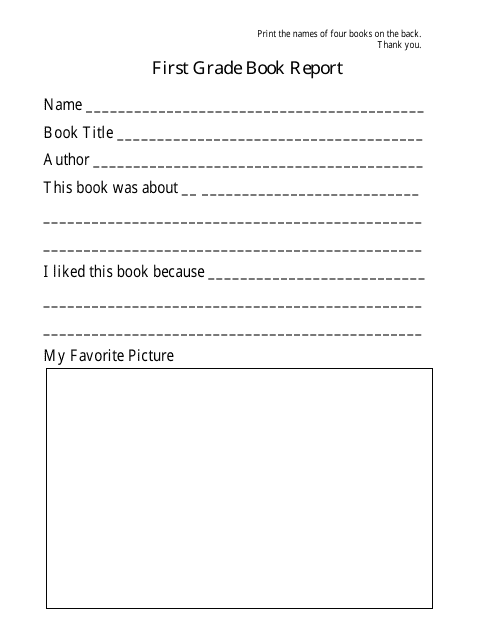 First Grade Book Report Template Download Pdf