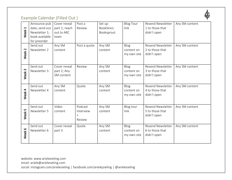Book Launch Calendar Template, Page 4