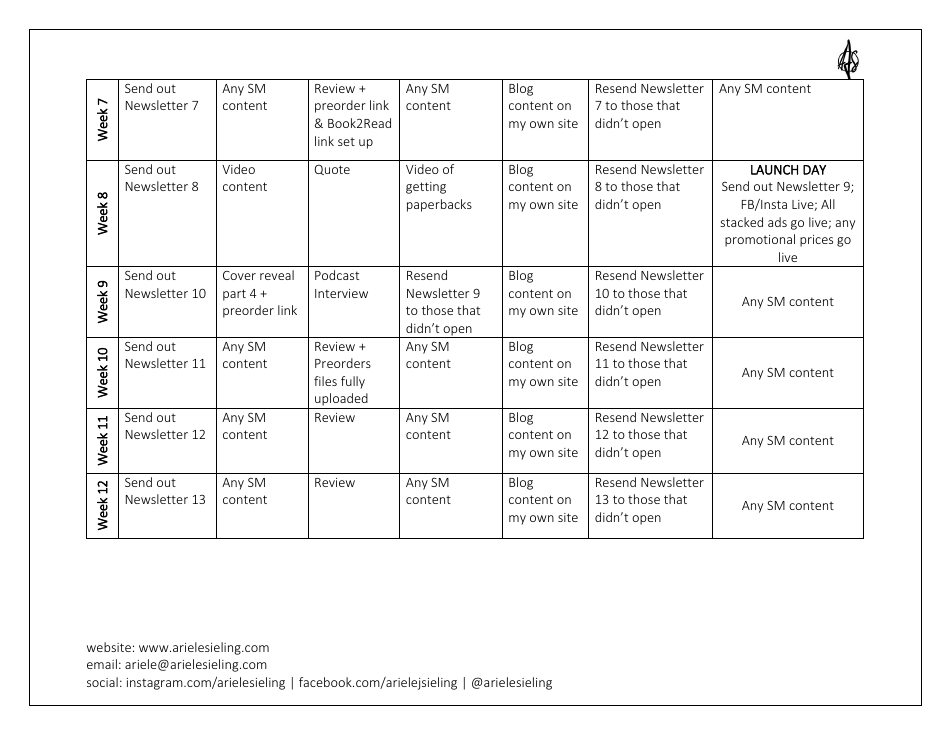 Book Launch Calendar Template, Page 5