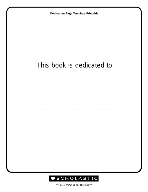 Book Dedication Page Template