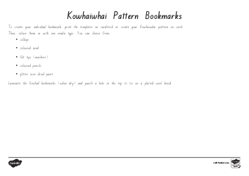 Document preview: Kowhaiwhai Pattern Bookmark Templates