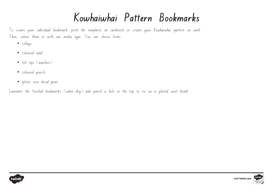 Kowhaiwhai Pattern Bookmark Templates - TemplateRoller