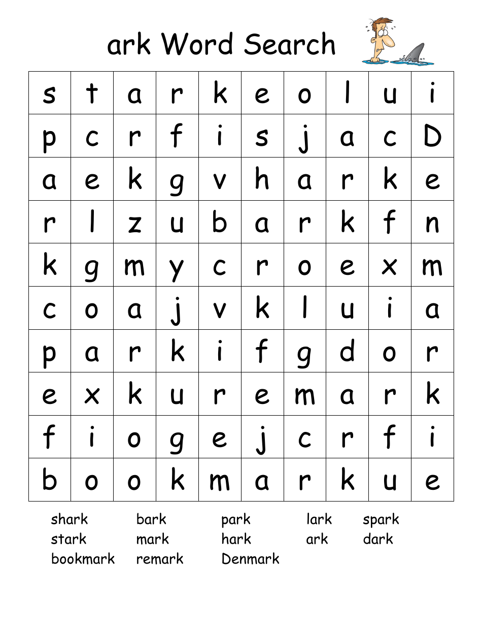 English Practice Sheet: Ark Word Family - Toonaday / Toonclipart, Page 11