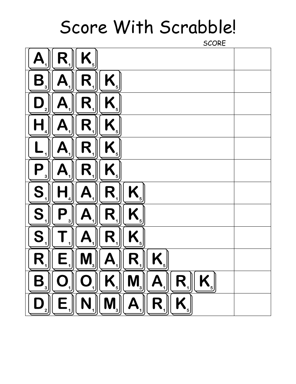 English Practice Sheet: Ark Word Family - Toonaday / Toonclipart, Page 12