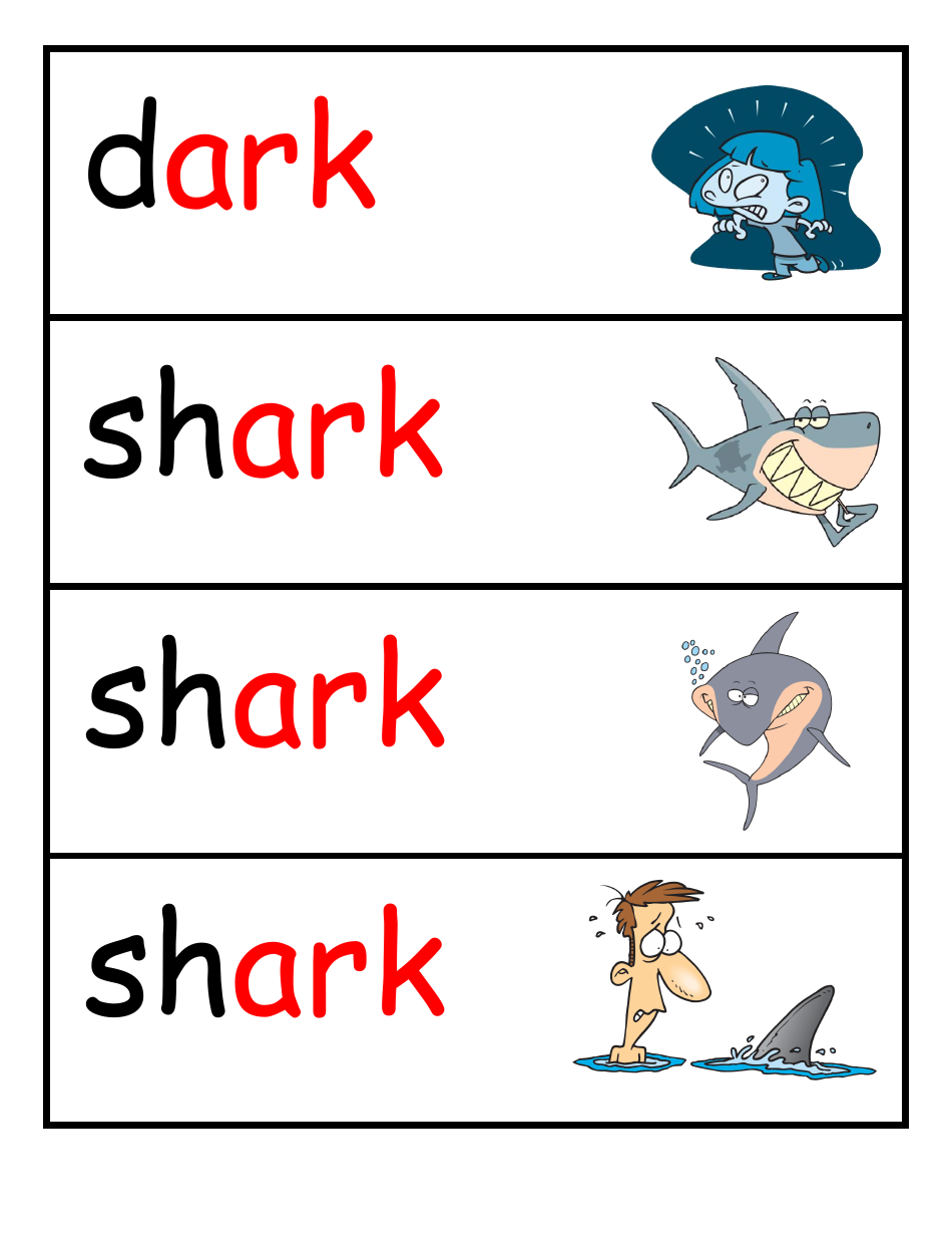 English Practice Sheet: Ark Word Family - Toonaday / Toonclipart, Page 17