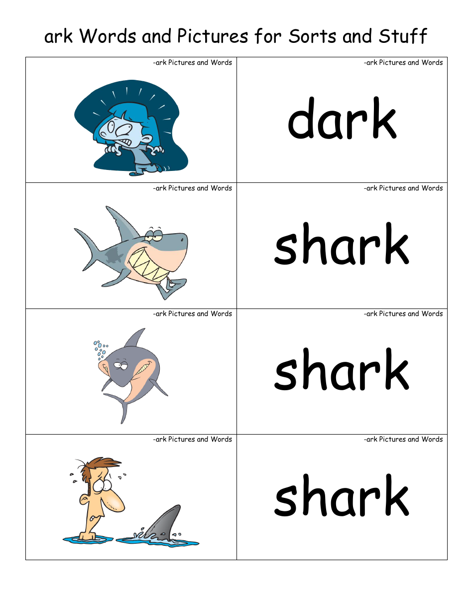 English Practice Sheet: Ark Word Family - Toonaday / Toonclipart, Page 20