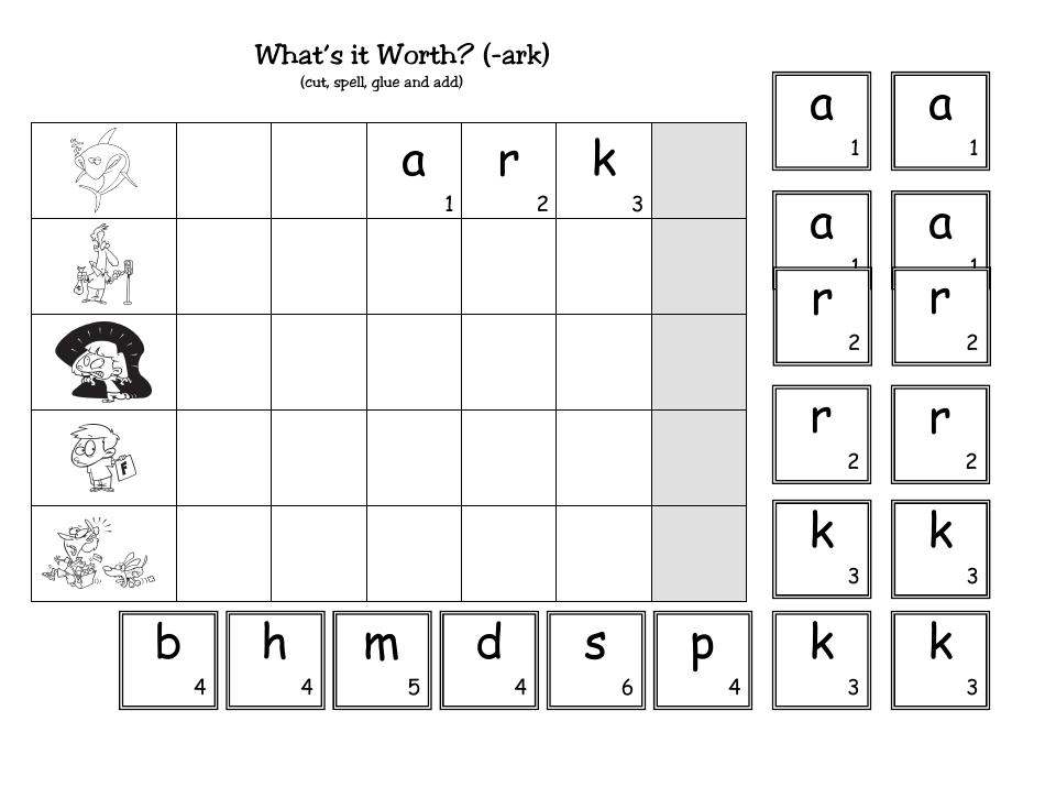 English Practice Sheet: Ark Word Family - Toonaday / Toonclipart, Page 22