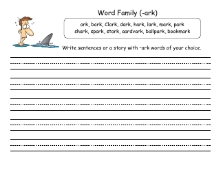 English Practice Sheet: Ark Word Family - Toonaday/Toonclipart, Page 23
