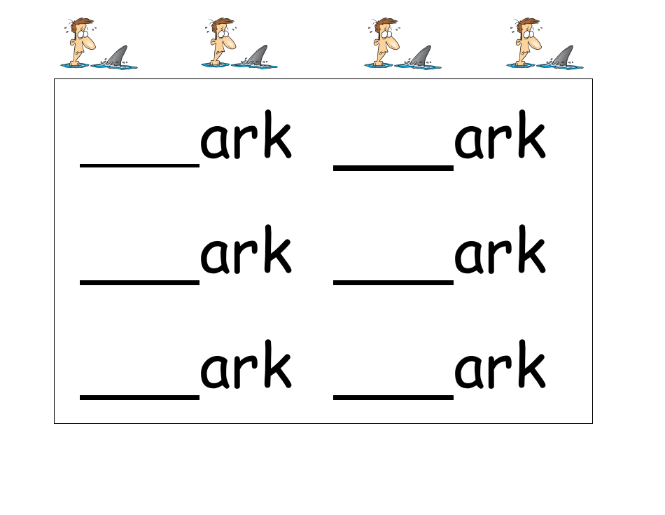 English Practice Sheet: Ark Word Family - Toonaday / Toonclipart, Page 24