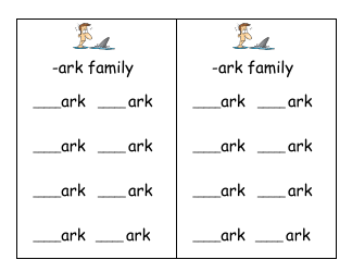 English Practice Sheet: Ark Word Family - Toonaday/Toonclipart, Page 25